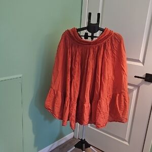 Women's Orange Ruffled Maxi Skirt OS Velcro Waist
